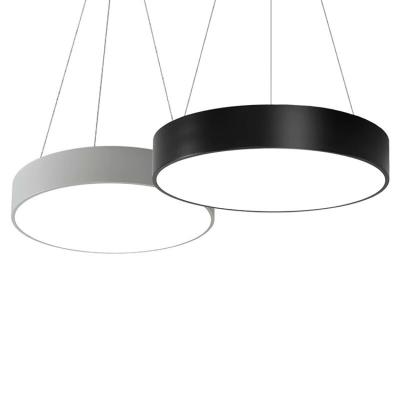 China Hot-selling contemporary 500mm 400MM 800MM led black and white hanging desk light circular desk lamp ceiling lamp office strip lamp for sale