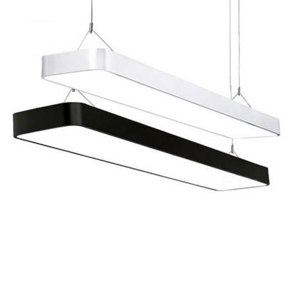 China Contemporary 60w Led Hanging Desk Light Iron Strip Bar Lamp Up And Down Black And White Luminescent Chandeliers Ceiling Lamp for sale