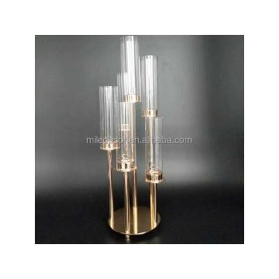 China Luxury Home Decoration 6 A.M. Table Candelabra Gold Candle Holder For Hotel Home Decoration for sale