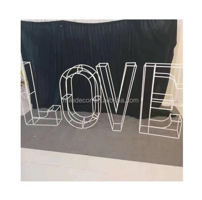 China High Brightness Propose Party Diy Wire Frame Letter Backdrop LOVE Wedding Decor 3D Metal Love Mosaic Acrylic Number for sale