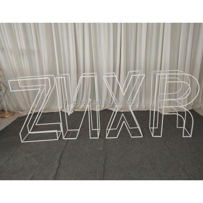 China Wedding Decoration Giant Background Birthday Anniversary Iron Metal Balloon Frame White Wedding Letter Stand for sale