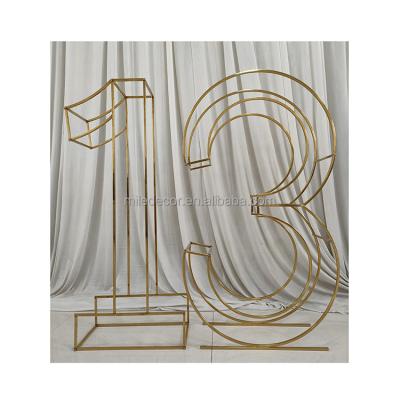 China High Brightness Wedding Supplies Indoor Outdoor Party Decor Geometric Stainless Steel Wire Frame Balloon Numbers Letters for sale