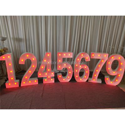 China High quality colorful led buildings white metal anniversary numbers marquee lights numbers for event decor for sale