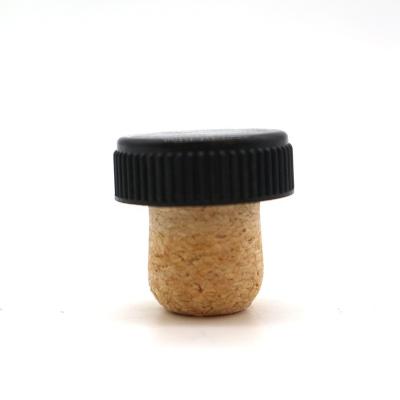 China Non Spill Custom Plastic Wine Cap Glass Bottle T Top Synthetic Cork Black Shaped Cork for sale