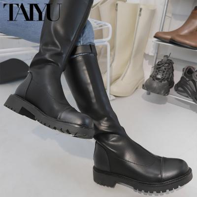 China Fashion Trend Long boots women's autumn and winter 2022 new net red round head thick heel single boots long tube knee high Martin boots for sale