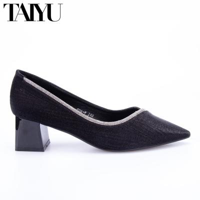 China New Hot Sale TAIYU Collection Office Breathable Work Shoes Led Toe Short Heel Women Pumps for sale