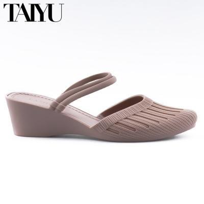 China Fashion Trend 2022 New Summer Women Wedges Slippers Trendy Casual Rough Heels Sandals Lazy Comfortable Shoes for sale