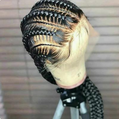 China Wholesale Body Wave Glueless Braid Wig Vendors, Full Lace Braided Wigs Hair For Women, Transparent Cornrow Braided Lace Front Wig for sale