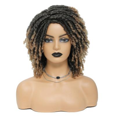 China Hot Selling Cheap Synthetic Body Wave Hair Wigs For Women African Short Dreadlocks Wig Black Faux Locs Crochet Hair Braided Wigs for sale