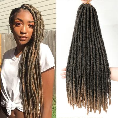 China YY Doubles Goddess Locs Machine Factory Factory Brown Color Crochet Braid Hair Weft Black Blonde Synthetic Wavy Faux Gypsy Hair Straight Locs Hair for sale