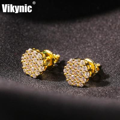 China Hiphop Hip Hop Hexagon S925 Silver Iced Out Zircon Stud Earrings Ins Style Niche Personality Classic Simple Stud Earrings for sale