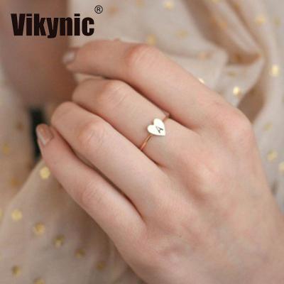 China 2021 TRENDY New Gold Plated Tiny Heart Alphabet Ring A-Z Letters Initial Name Rings for sale