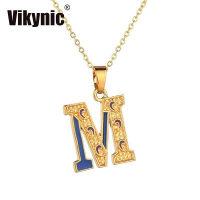 China Hiphop 18K Gold Plated Punk Letter Chain Alphabet Hop Hip Necklace Choker Charm Cuban Link Pendant Necklace for sale