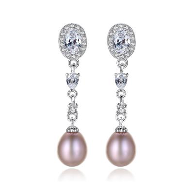 China TRENDY Jewelry S925 Fine Earring Dangle Shell Pearl String Earrings Elegant Pearl Jewelry in Silver Pearl Earrings for sale