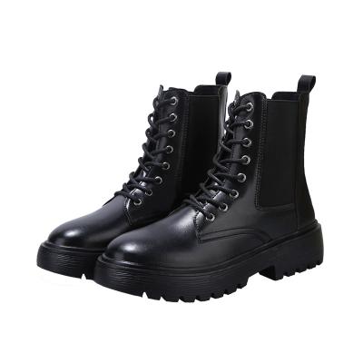 China 2020 Wholesale New Customized Style Leather Shoes Men's Anti-Smell Popular Black Leather Martin Boots Cost Effective Women Fashion Boots for sale