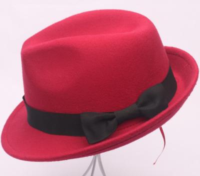 China Hemming Workmanship British Retro Jazz Style Western Wide Brim Bowknot British Custom Women's Unisex Fashion Felt Fedora Hats for sale