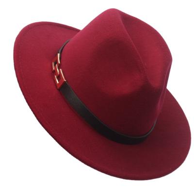 China Hemming British Retro Style Jazz Style Western Wide Brim Metal Button British Custom Women Unisex Fashion Felt Fedora Hats for sale