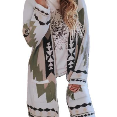 China Anti-wrinkle women fashion slim loose middle and long printed woolen coat for sale