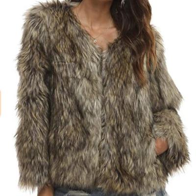 China Breathable Wholesale Size Faux Fur Long Sleeve Sheath Winter Women Puff Jacket Cardigan Coat for sale