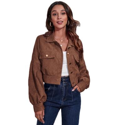 China 2021 Autumn Corduroy Jacket Women's Anti-wrinkle Short Loose Shirt Overshirt Jackets Cropped Ladies Ladies for sale