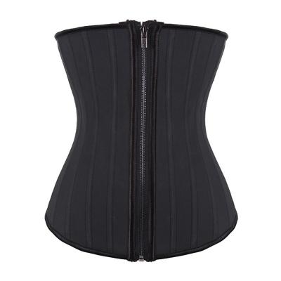 China Breathable Plus Size 25 Steel Bones Flexible And Durable Ladies Zipper Open Waist Trainer Latex Corsets for sale