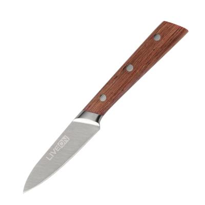 China Viable Product Comfort Handle New 3.5 Inch Fruit Paring Knife With Solid Light Color Pakka Wood Handle for sale