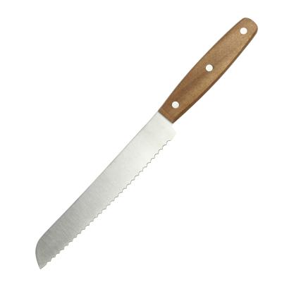 China Full Tang Wood Handle Viable 8 Inch Stainless Steel Bread Knife for sale