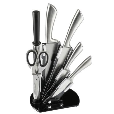 China Sustainable Hollow Handle 6 Pcs Kitchen Knife Set Rod And Spinning Acrylic Holder for sale