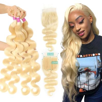 China Body Wave ZSF Body Wave Hair Bundles 613 Blonde Body Wave Hair Weft 100% Virgin Brazilian Cuticle Aligned Hair Extension for sale