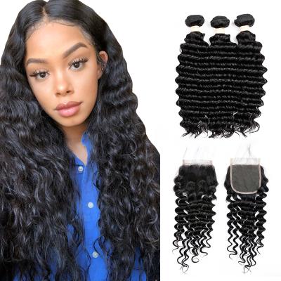 China Wholesale Raw Deep Wave ZSF Virgin Cuticle Aligned Deep Extension Mink Brazilian Hair Hair Weave Bundles Hair Bundles for sale