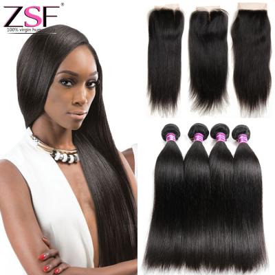 China ZSF Silky Straight Wave Hair Bundles Wholesale Indian Virgin Hair Extension 100% Cuticle Aligned Straight Hair Weave Bundles for sale