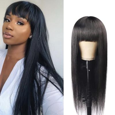 China Wholesale ZSF Machine Wave Silky Straight Wigs Silky Straight None Lace Wig Color 150% Density Natural Black Hair Wigs For Black Women for sale