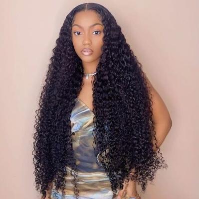 China Curly Indian Curly 100% Unprocessed Cuticle Aligned Virgin Human Hair 4*4/5*5 Swiss Lace Closure Curly Hair Natural Black for sale