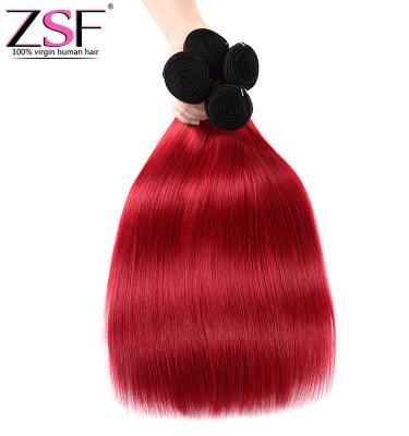 China Brazilian Virgin Hair Wave ZSF Virgin Hair Bundles Cheap Color Silky Straight High Quality Silky Straight Ombre Two Tone Color 1B Burgundy US for sale