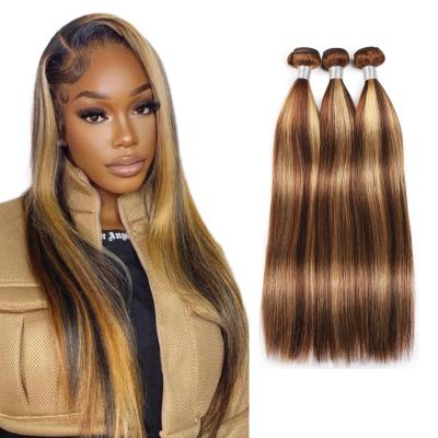 China ZSF Silky Straight Wave Hair Bundles Straight Bundles With Highlights #4/27 Colored Hair Wholesale Virgin Brazilian Hair For Black Women for sale