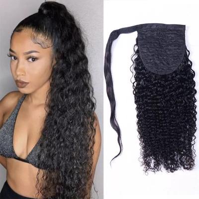 China ZSF Silky Straight Wave Ponytail Curly Hair With Clip In Extensions 100% Brazilian Virgin Hair Wrap Around Ponytail For Black Women for sale