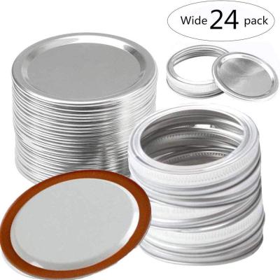 China Non Spill Tinplate Mason Jar Lids For Small Bowls Cans Seal Waterproof Seal Mason Canning Cover 70mm Wide Mouth Reusable Regular Lids for sale