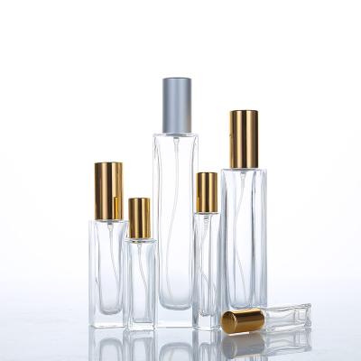 China Personal Care Wholesale 30ml 50ml 100ml Luxury Clear Empty Square Shaped Spray Glass Perfume Bottle for sale