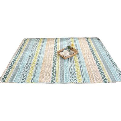 China Washable Multiple Stripe Printed Cotton Quilted Floor Mat Carpet for sale