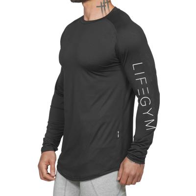 China Wholesale 2019 Logo Plain Gym Style Black Longsleeve Casual Custom Men's T-shirt for sale