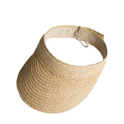 China New Summer Women Summer Sun Visor Raffia Beach Hat High Quality Straw Handmade Sun Hats Wholesale Designer Straw Hats for sale