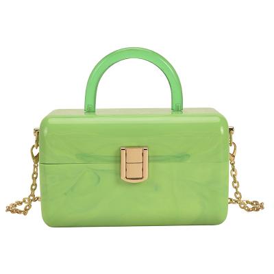 China High Quality OEM Candy Color Makeup Bag Summer Cute Acrylic Girl Box Luxury Chain Handbag for sale