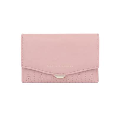 China Fashionable Short Classic Simple Soft Leather Wholesale Multifunctional Women Card Holder Wallet for sale