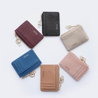 China Wholesale Multifunctional Women's Small PU Leather Card Holder With Key Chain Luxury Casual Card Wallets Women for sale