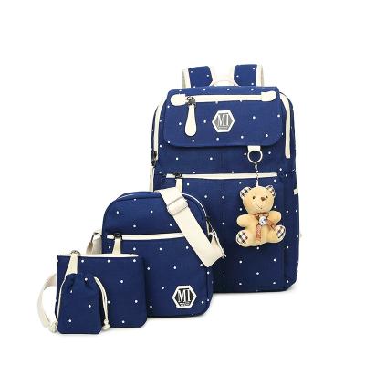 China Wholesale 4pcs High Quality Set Cute Printed Canvas Students School Backpack Kids Bag for sale