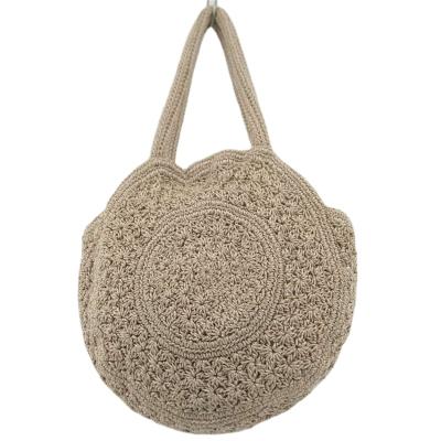 China High Quality Round OEM Handmade Beach Women Handbag Beach Pure Natural Straw Bag Weave Shoulder Bag for sale