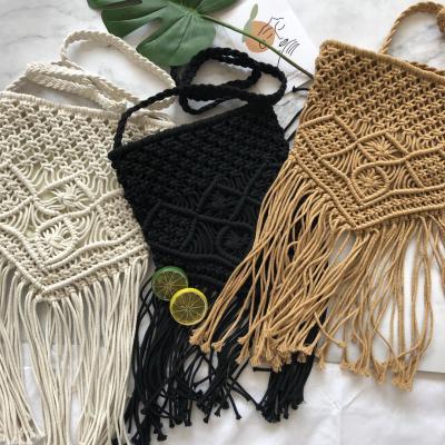 China Custom High Quality Wholesale Cotton Tote Women Handbags Fashion Tassel Ladies Straw Beach Shoulder Bag for sale