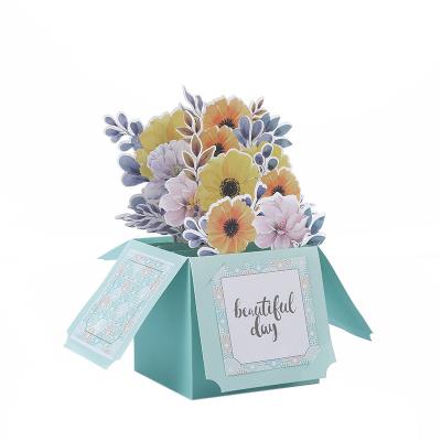 China Custom Creative Floral Pop of Greeting Cards Europe Factory Gift Postcard Happy Birthday Flowers 3D Cards for sale