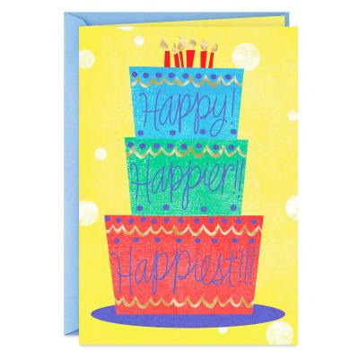 China Europe Free Sample Custom Printing Happy Birthday Greeting Cards Thank You Christmas Cards for sale