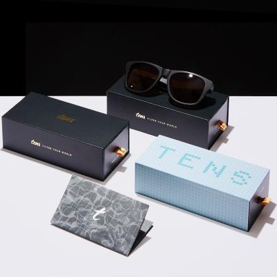 China Custom Reused Materials Rigid Cardboard Glasses Sunglasses Logo Case Gift Drawer Sunglasses Packaging Box for sale